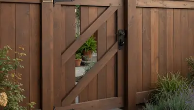 Custom wood gate and fence installation by Chop Chop Landscaping in Pasadena, CA
