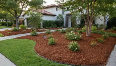 Fresh mulch installation with clean, even beds by Chop Chop Landscaping in Pasadena, CA