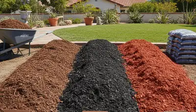 Brown, black, and red mulch color options for Pasadena, CA landscaping by Chop Chop Landscaping
