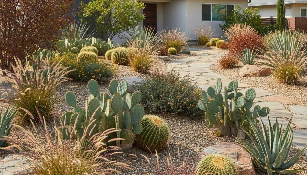 Native desertscape with cacti and succulents in Pasadena, CA by Chop Chop Landscaping