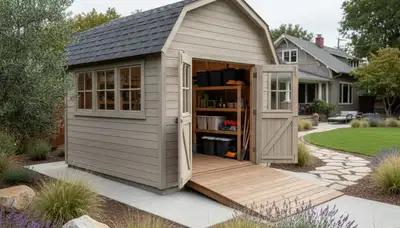New backyard shed installation with quality landscaping by Chop Chop Landscaping in Pasadena, CA