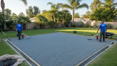 Professional shed foundation base preparation by landscapers in Pasadena, CA