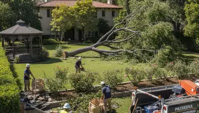 Professional storm debris cleanup and yard restoration by landscapers in Pasadena, CA